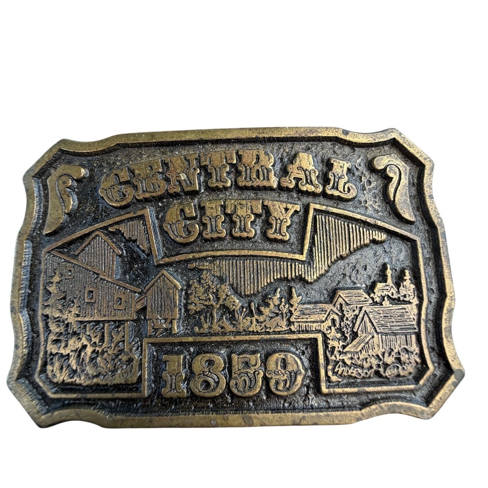 Vintage CDC Metalworks Central City 1859 Belt Buckle Brass Colorado 1974 OS